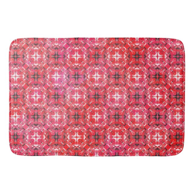 Black, White, and Red Checkered Pattern Bath Mat (Front)