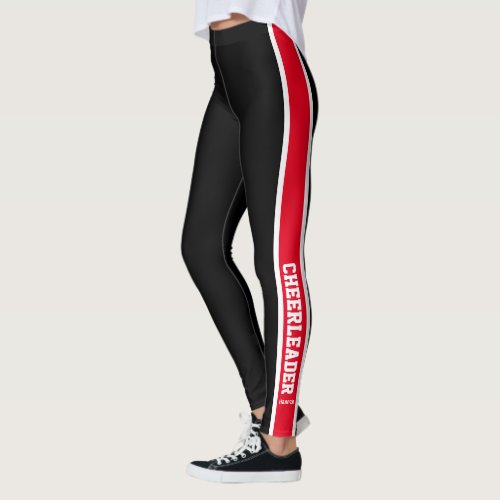 Black White and Red Cheerleader Leggings