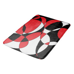 Black, white and red elliptical bath mat