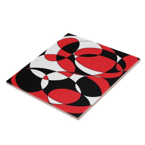 Black White and Red Elliptical large tile