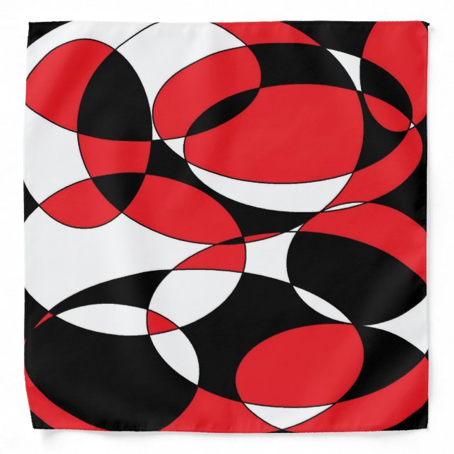 Black, White and Red Ellipticals Art Bandana (Front)