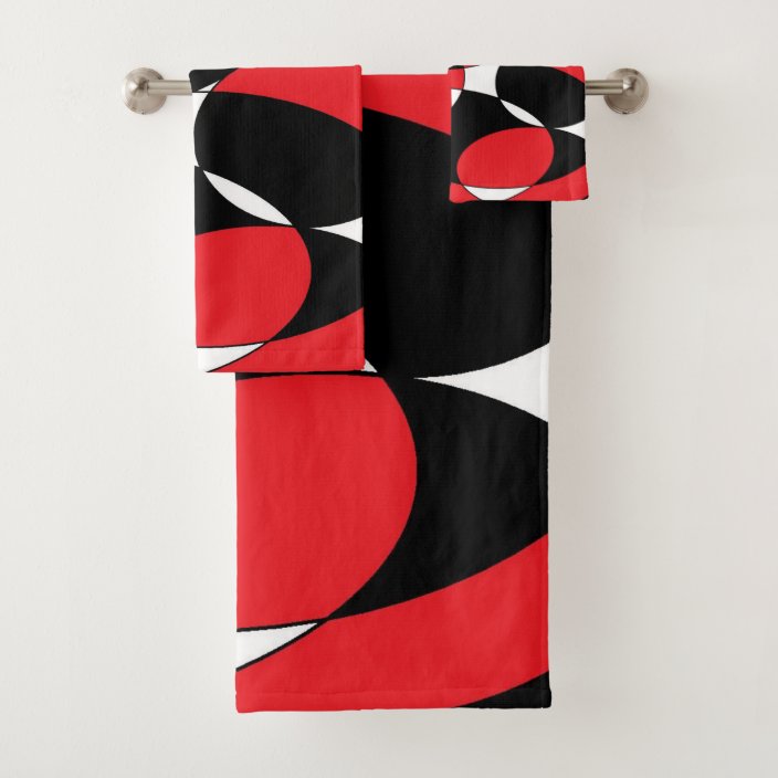 red and black bath towels