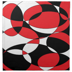 Black, white and red ellipticals cloth napkin