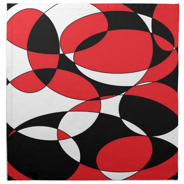 Black, white and red ellipticals cloth napkin (Front)