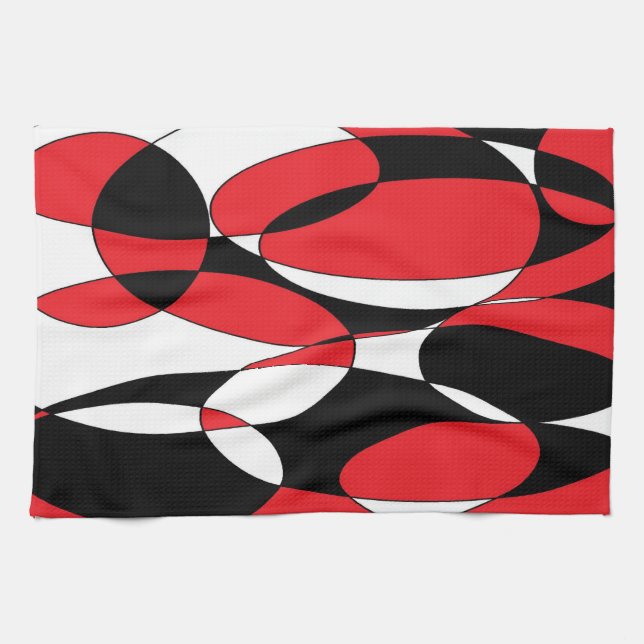 Black, White and Red Ellipticals Kitchen Towel (Horizontal)