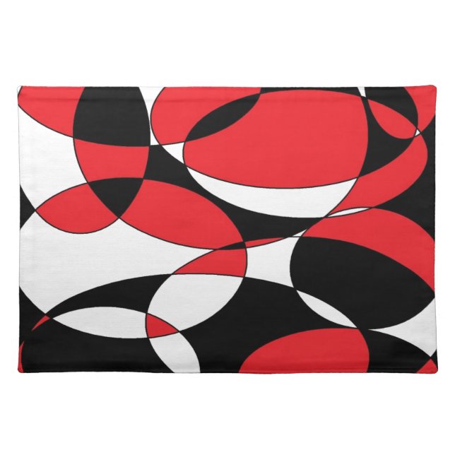 Black, white and red ellipticals placemat (Front)