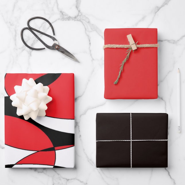 Black, White and Red Ellipticals  Wrapping Paper S (Front)