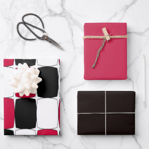Black, White and Red Fish Eye Wrapping Paper Shee