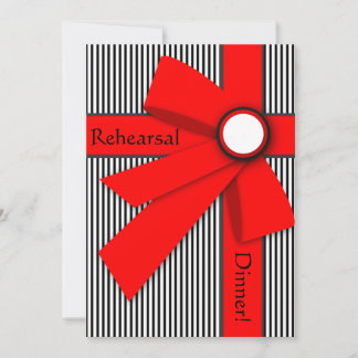 Black White and Red Gift Bow Rehearsal Invitation
