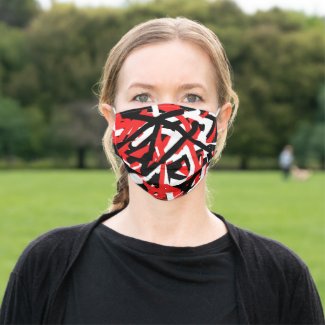Black, White and Red Graffiti Art Cloth Face Mask
