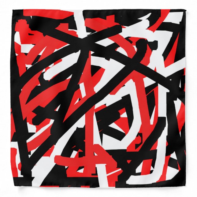Black, White and Red Graffiti Bandana (Front)
