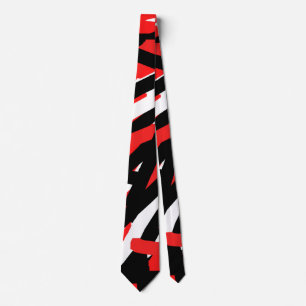 Black, White and Red Graffiti Neck Tie