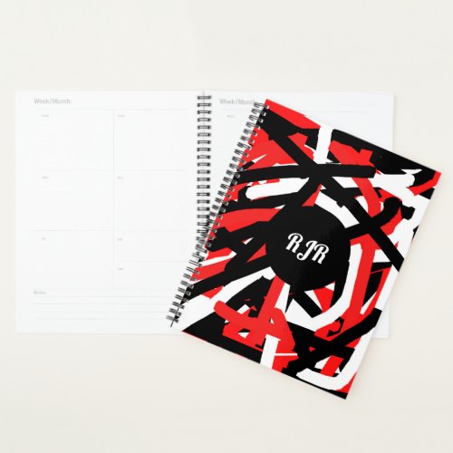 Black White and Red Graffiti   Planner