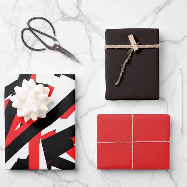Black, White and Red Graffiti  Wrapping Paper Sheets (Front)
