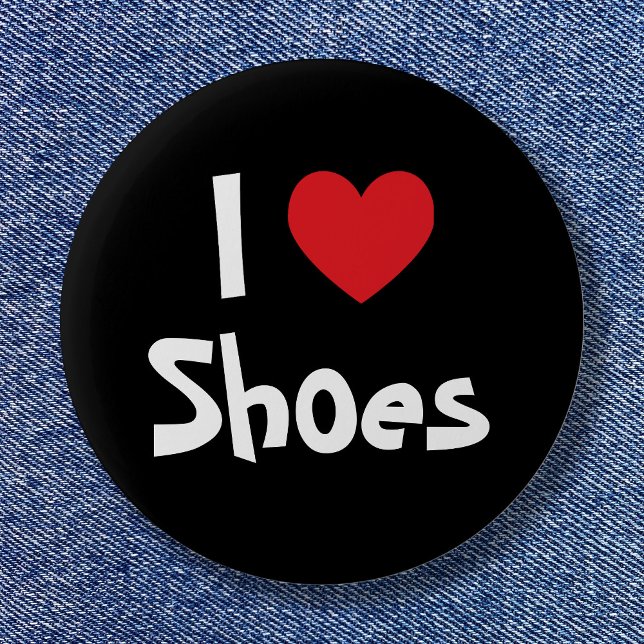 Black White and Red Heart I Love Shoes Pinback Button (I Love Shoes Pinback Button)