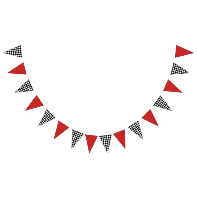 Black White and Red Houndstooth Pattern Bunting Flags (All)