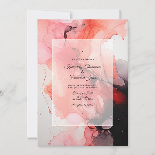 Black White and Red Ink Wedding Invitation