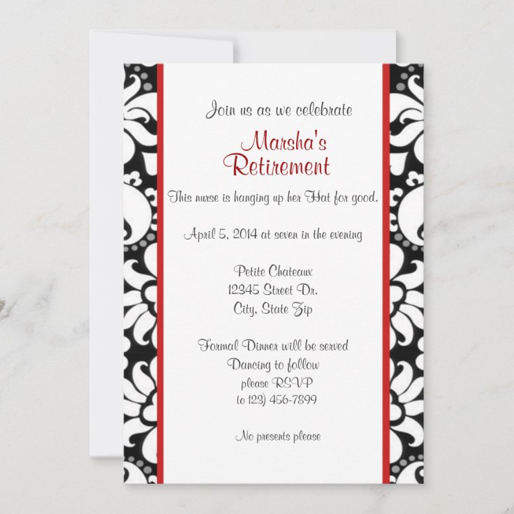 Black white and red invitation | Zazzle