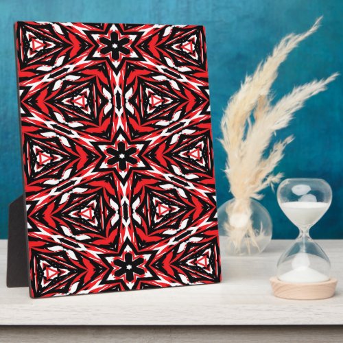 Black White and Red Kaleidoscope Plaque