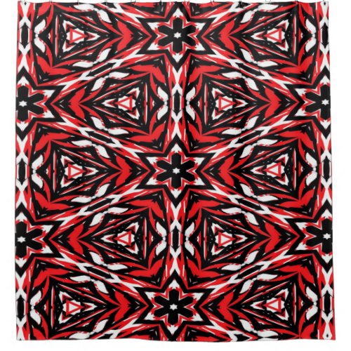 Black White and Red Kaleidoscope Shower Curtain