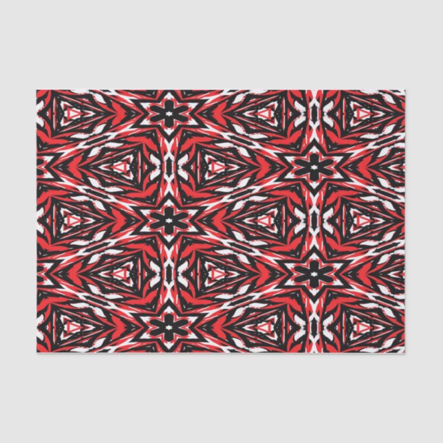 Black, White and Red Kaleidoscope Tissue Paper (Front)