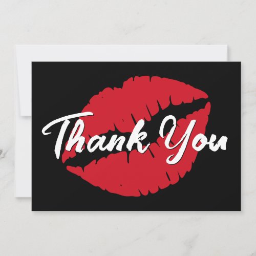 Black White and Red Lips Thank You Card