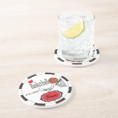 Black, White and Red Love Basketball Drink Coaster (Side)