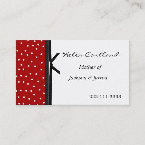 Black, White, and Red Mommy Calling Card Business Card Templates