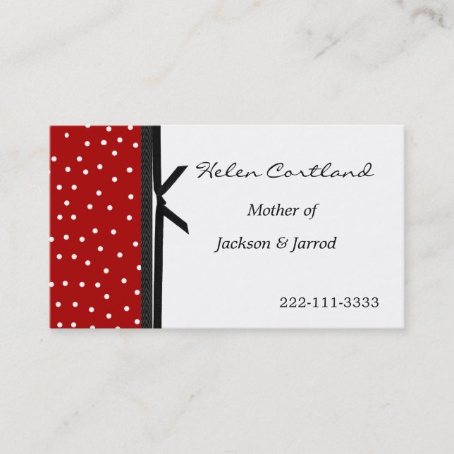Black, White, and Red Mommy Calling Card (Front)