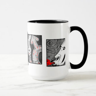 Black white and red mug