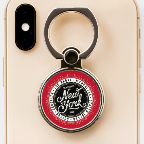 Black White and Red New York City Retro Logo Phone Ring Stand