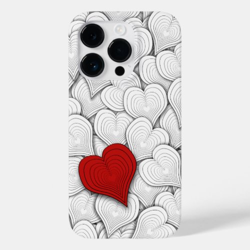 Black White and Red Onion Hearts Pattern Case_Mate iPhone 14 Pro Case