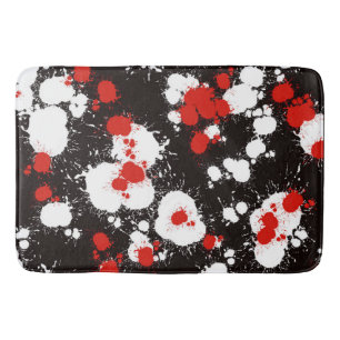Black, White and Red Paint Splatter Bath Mat