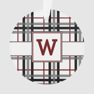 Black White and Red Plaid Acrylic Ornament