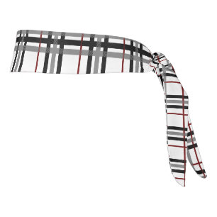 Black White and Red Plaid Athletic Headband