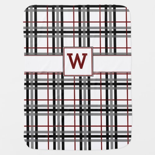 Black White and Red Plaid Baby Blanket