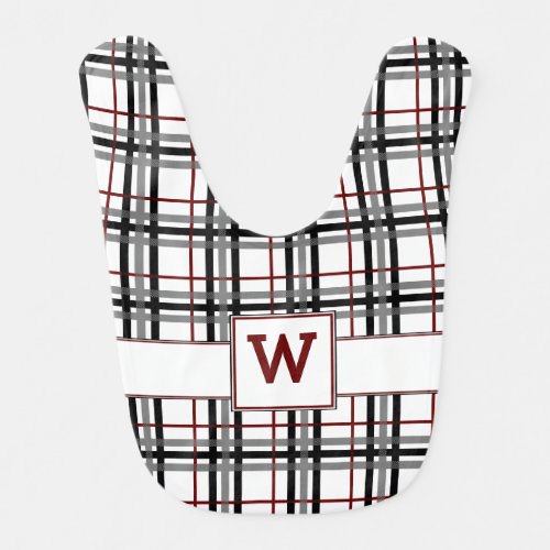 Black White and Red Plaid Bib