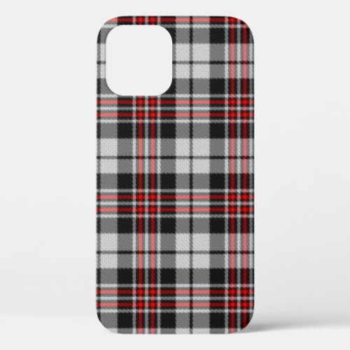 Black White and Red Plaid iPhone 12 Case