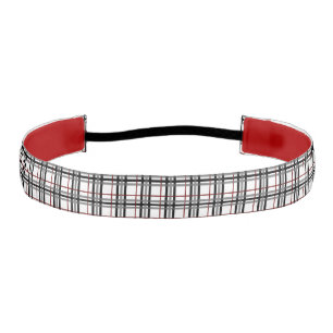 Black White and Red Plaid Headband