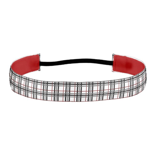 Black White and Red Plaid Headband (Front)