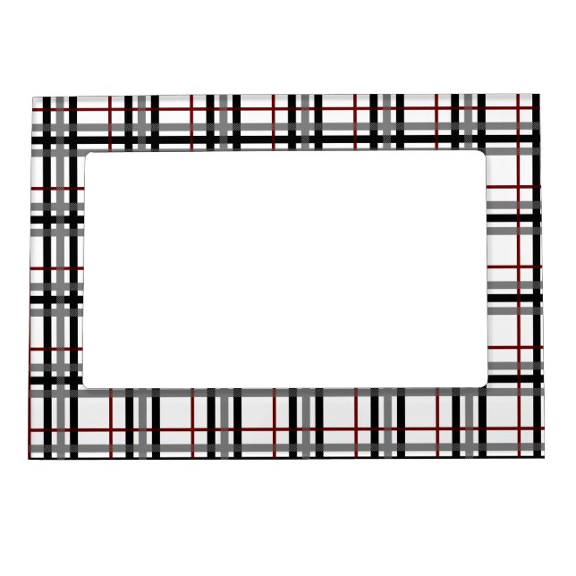 Black White and Red Plaid Magnetic Frame (Front)
