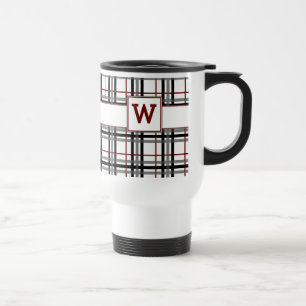 Black White and Red Plaid Mug