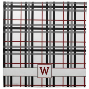 Black White and Red Plaid Napkin