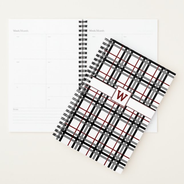 Black White and Red Plaid Planner (Display)