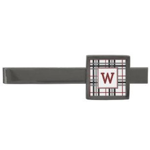 Black White and Red Plaid Tie Bar