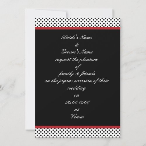 Black white and red polka dot Invitation