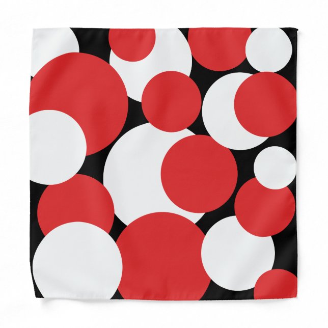 Black, White and Red Polka Dots  Bandana (Front)