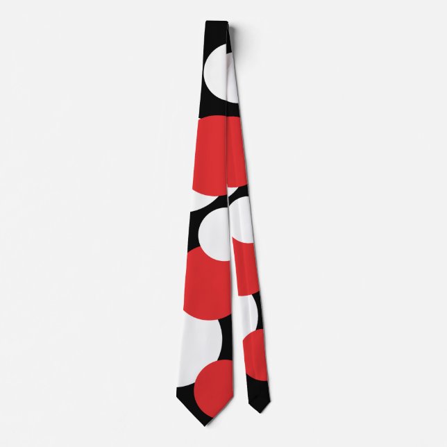 Black, White and Red Polka Dots  Neck Tie (Front)