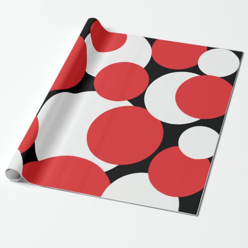 Black White and Red Polka Dots Wrapping Paper 