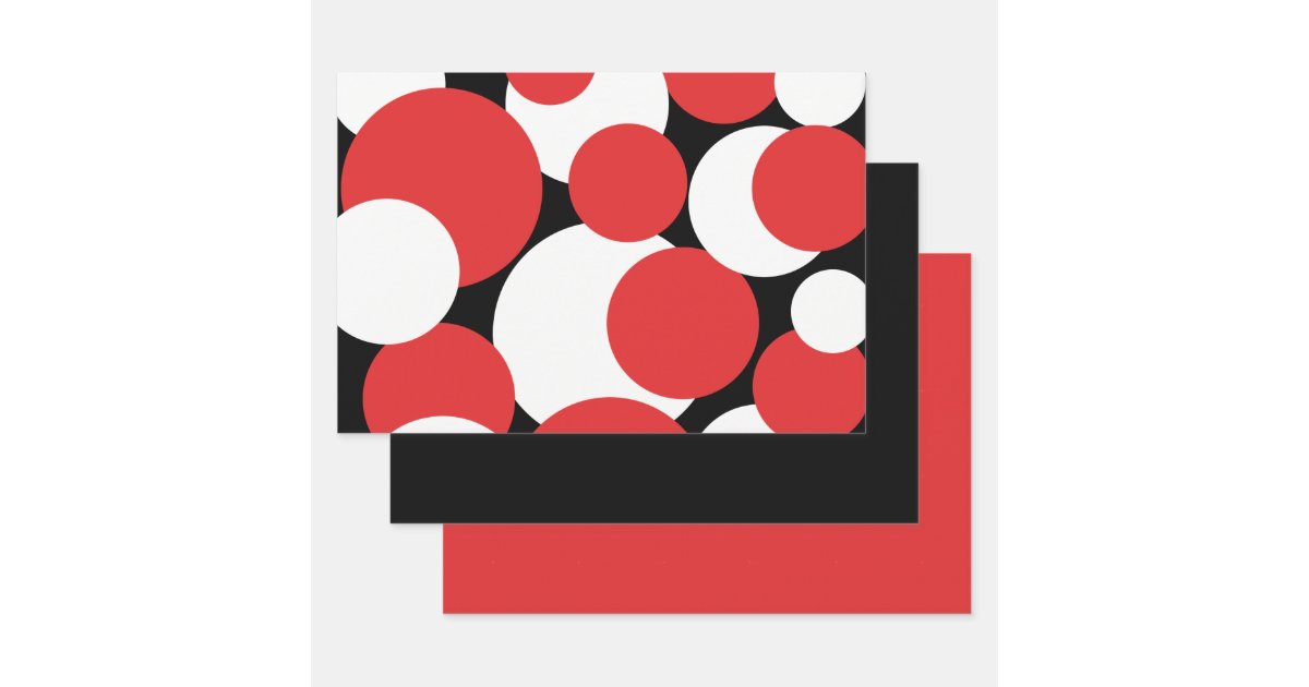 Black, White and Red Polka Dots Wrapping Paper Sh | Zazzle